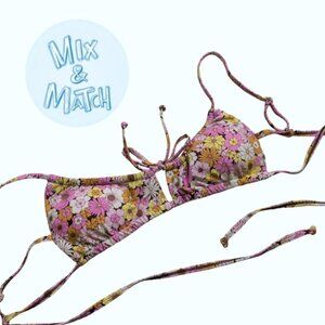 Full Tilt Swim Top - Floral Feminine Tie Front Bikini Top Size Small NWOT